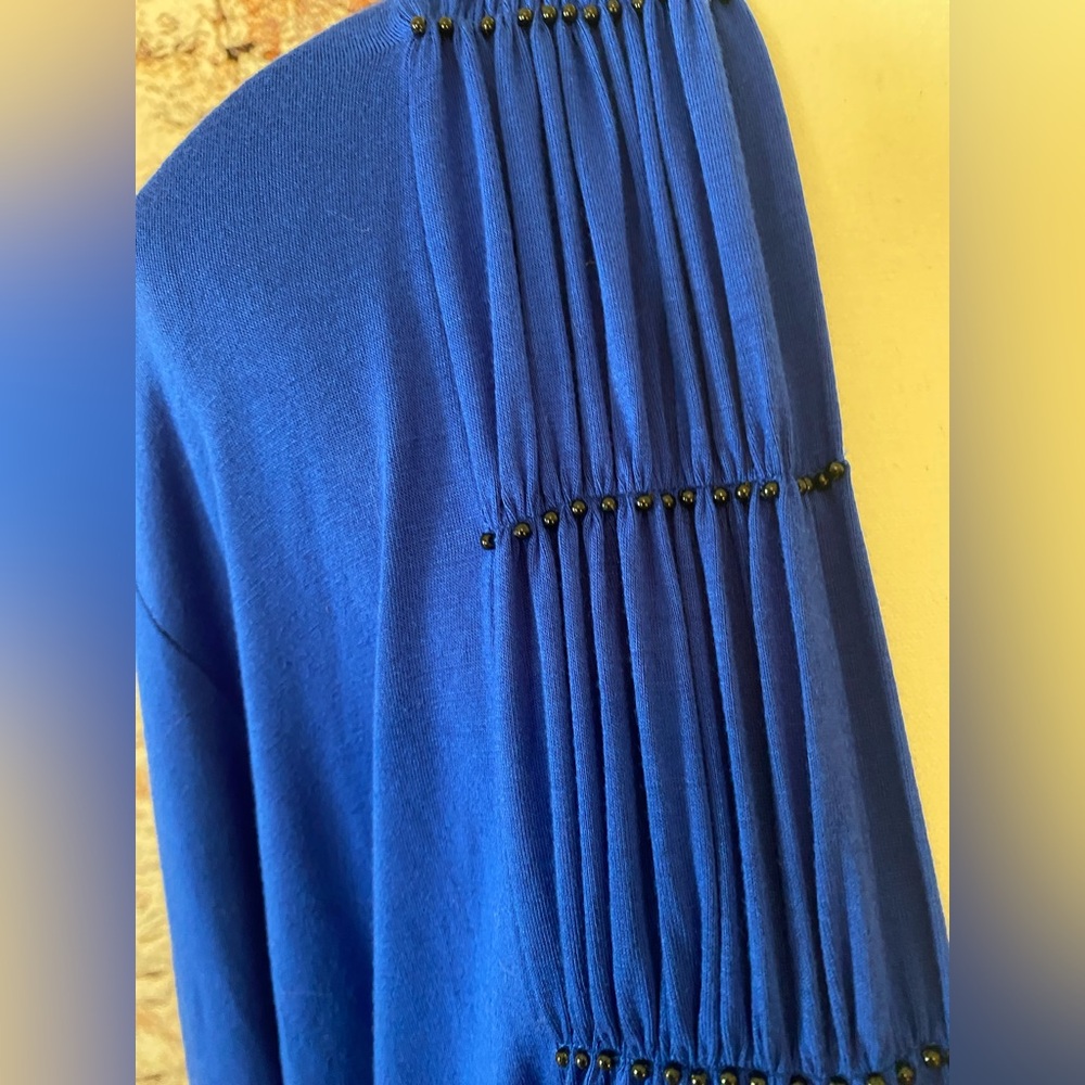 Lane Bryant Cobalt Blue Beaded Cardigan Plus 14/16 Statement Layering Piece - Picture 5 of 8